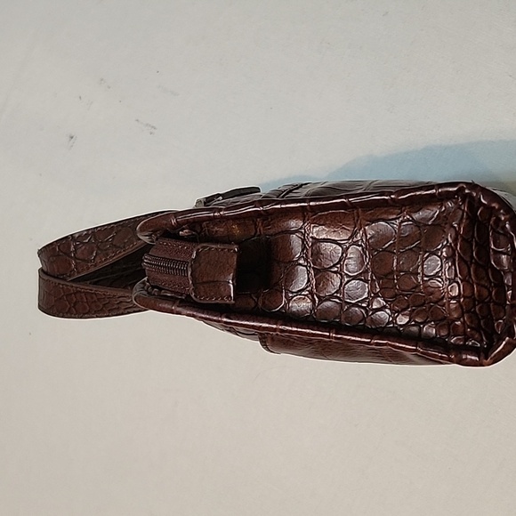 Vintage Etienne Aigner Brown Faux Lether Croc Embossed Mini Handbag EUC - Picture 5 of 12